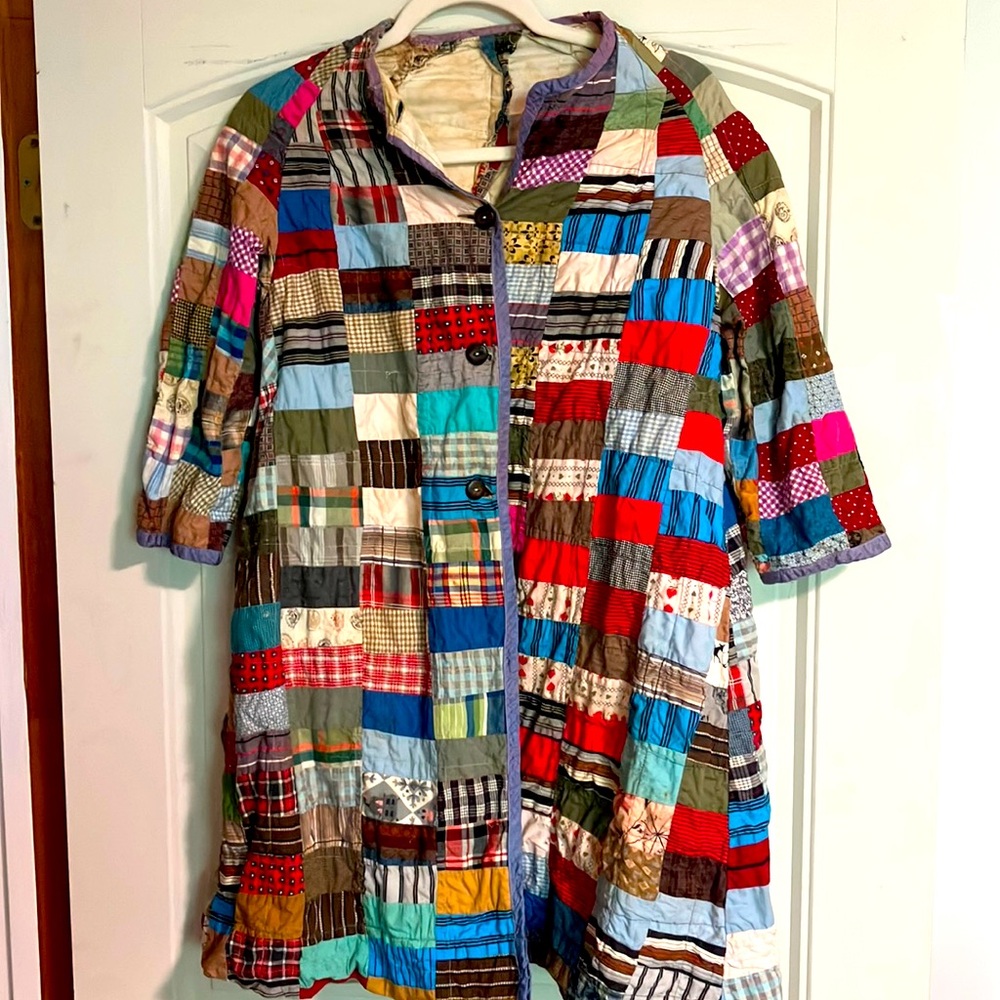 Very vintage handmade patchwork quilt jacket delicate old money